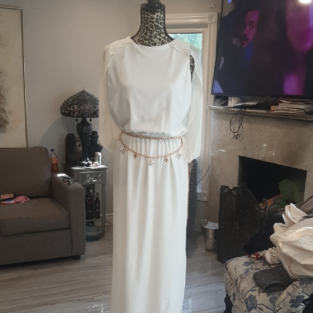 Faconnable White Dress with Gold Details